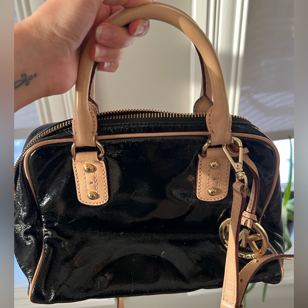 Michael Kors black patent satchel